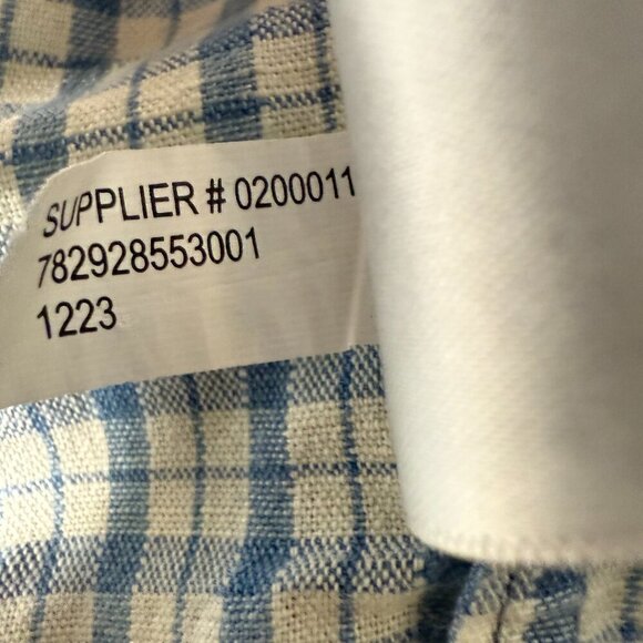 Double RL Ralph Lauren Short Sleeve Blue & White Check  Linen Blend Size Large - Picture 10 of 15